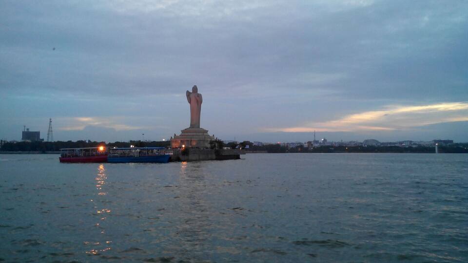 Lord Buddha statue in Hussain Sagar.