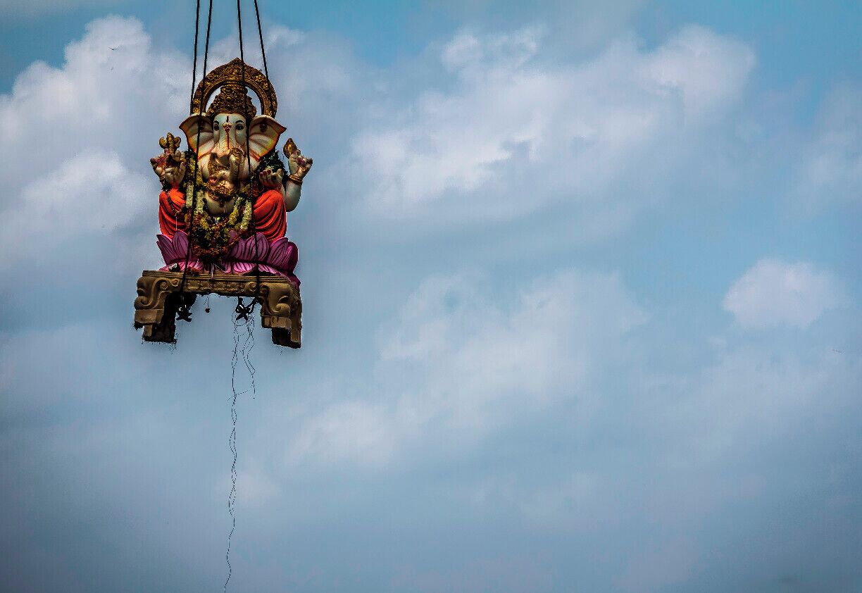 The Ganpati festival in Hyderabad, an 8 day festival were tens of thousands of statues of Ganesh get put into the lake. Many statues are so big they have to be lifted in by crane...in Hyderabad lake there were at least 50 cranes lifting all day and night these statues in into the lake, and Hyderabad is small compared to the Ganpati festival in Mumbai.
