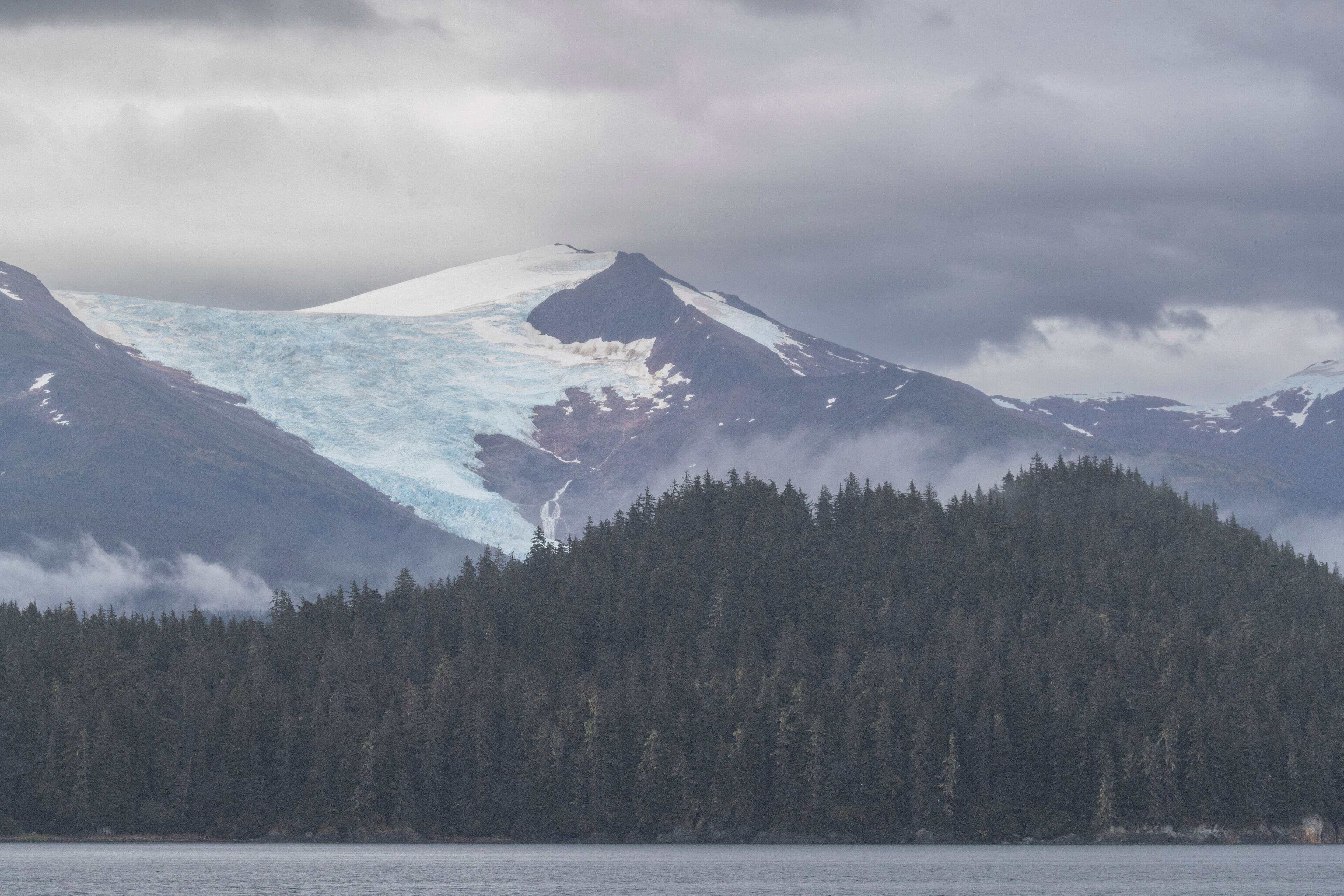 A hanging glacier surrounded by the Tongass National Forest, Behm Canal, Southeast Alaska