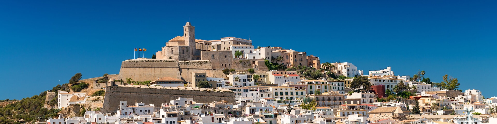 Ibiza skyline on a beautiful summer day.