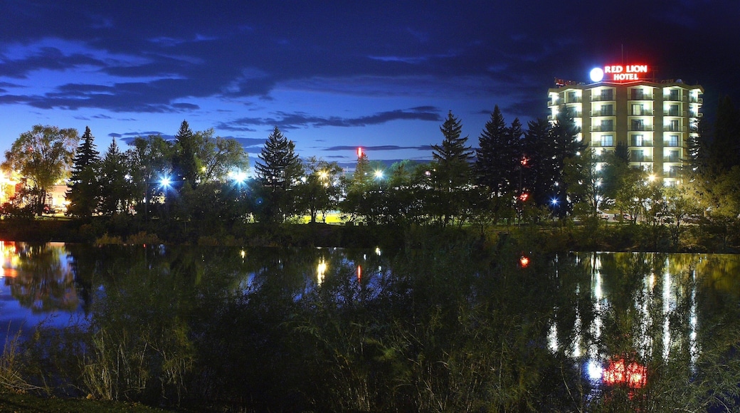 Idaho Falls which includes a river or creek, night scenes and a hotel