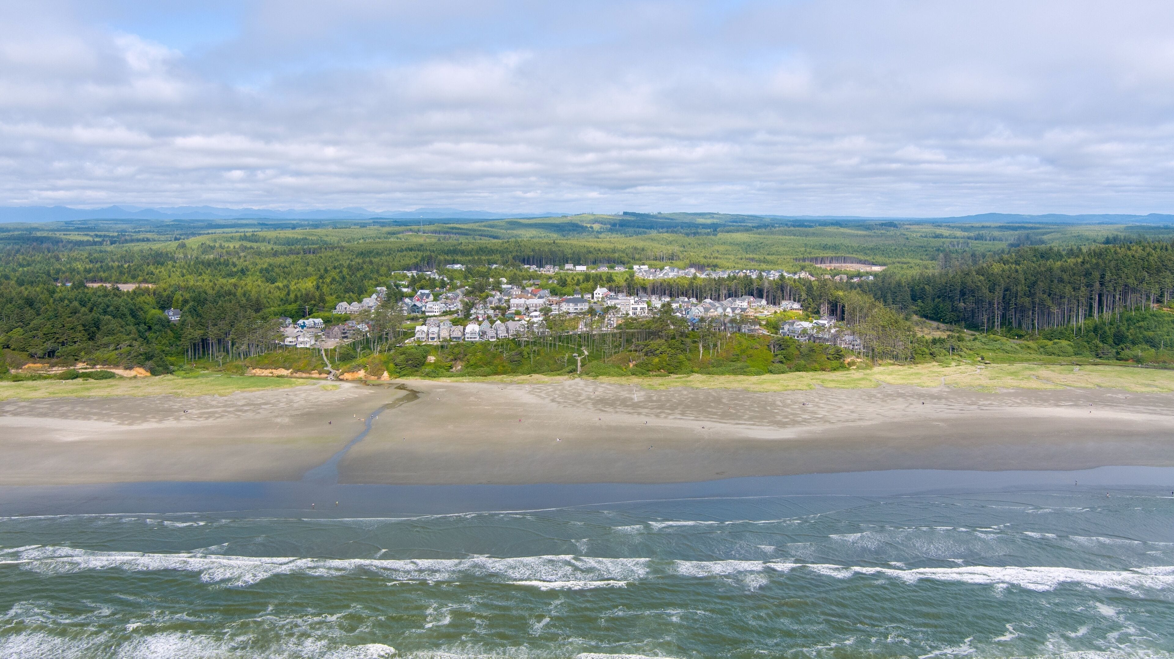 Aerial view of Seabrook, Washington in June