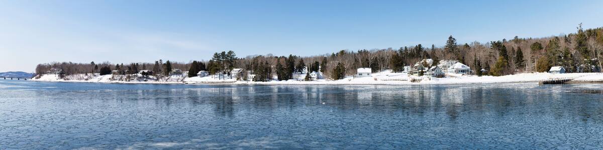 Wide view of part of Searsport Maine waterfront