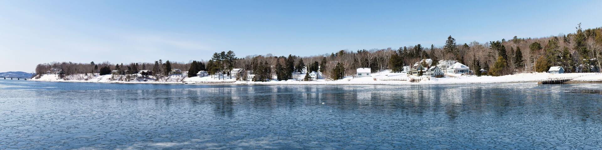 Wide view of part of Searsport Maine waterfront