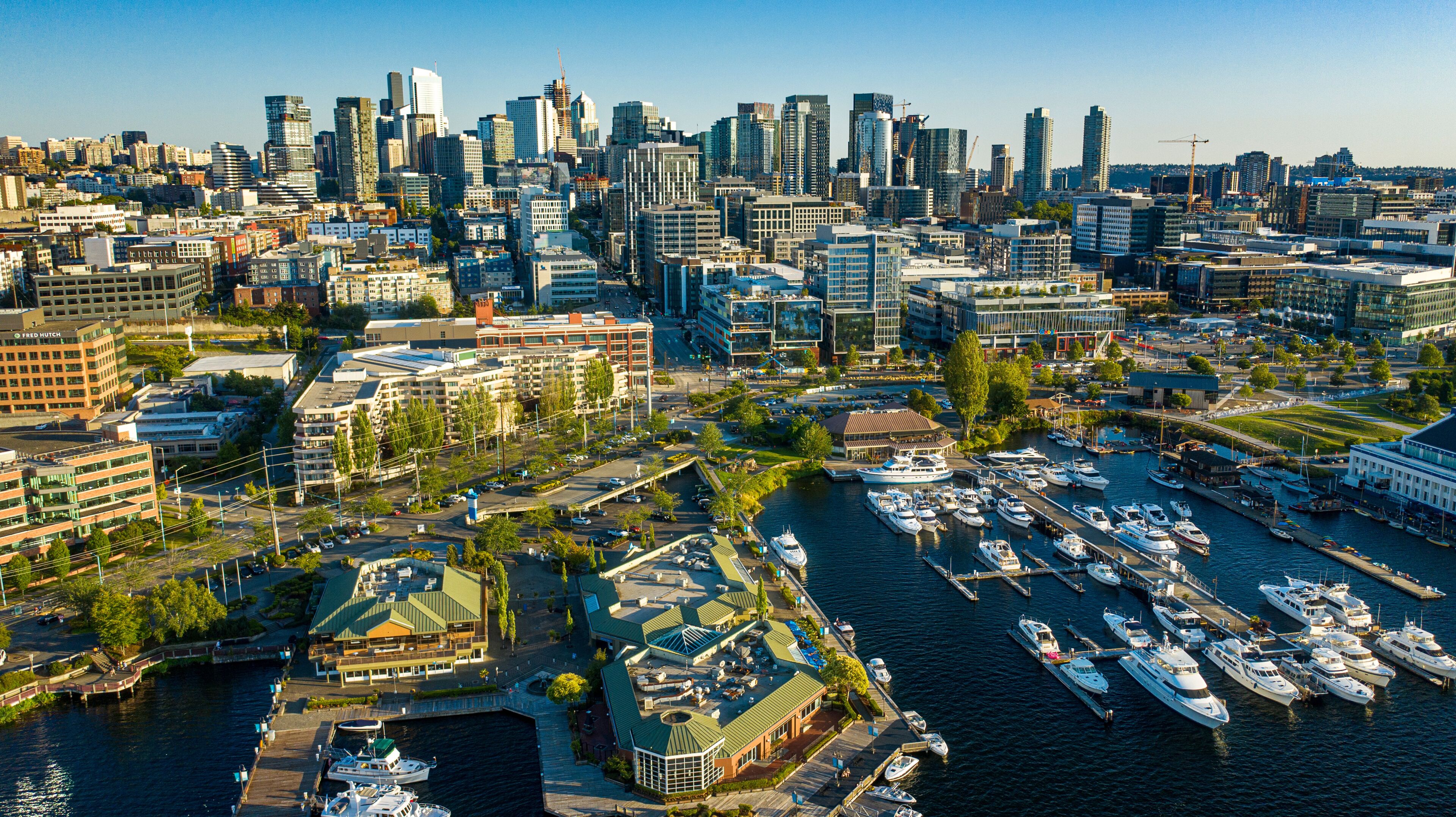 Aerial footage of the Seattle Skyline
