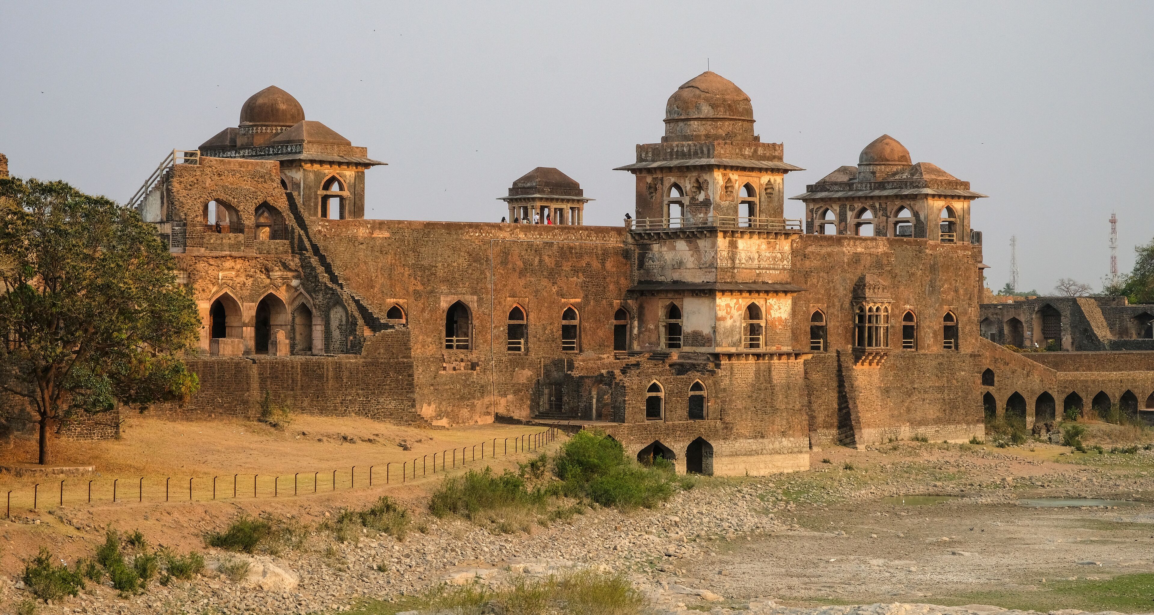 Jahaz Mahal is the most famous building in Mandu was built between two pools of water. Mandu, Madhya Pradesh, India.