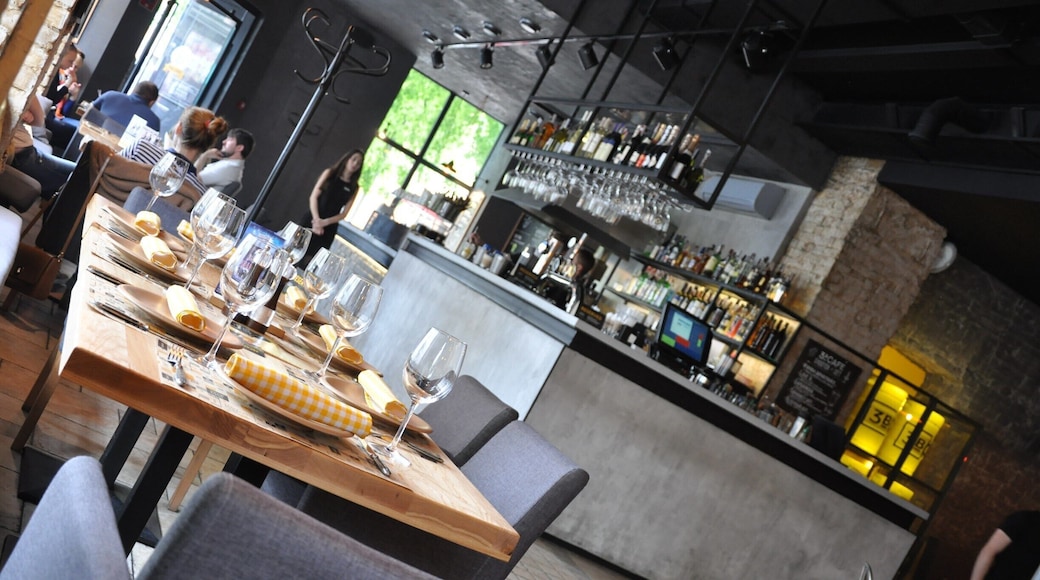 Podil is an AWESOME neighborhood of Ukraine that's crammed to the gills with great restaurants and cafes and bars. 3B just happens to be one of them where I took a photo! Burgers are all the rage in Kyiv right now, and this is one of many places that features them on the menu and does a darn good job making them. Decent beer selection too, and decent prices.