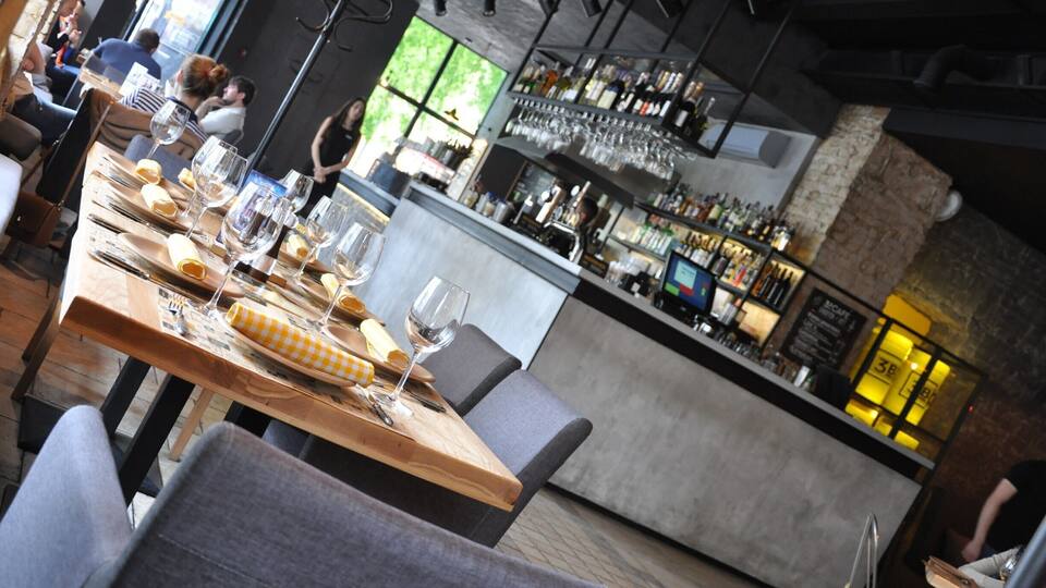 Podil is an AWESOME neighborhood of Ukraine that's crammed to the gills with great restaurants and cafes and bars. 3B just happens to be one of them where I took a photo! Burgers are all the rage in Kyiv right now, and this is one of many places that features them on the menu and does a darn good job making them. Decent beer selection too, and decent prices.