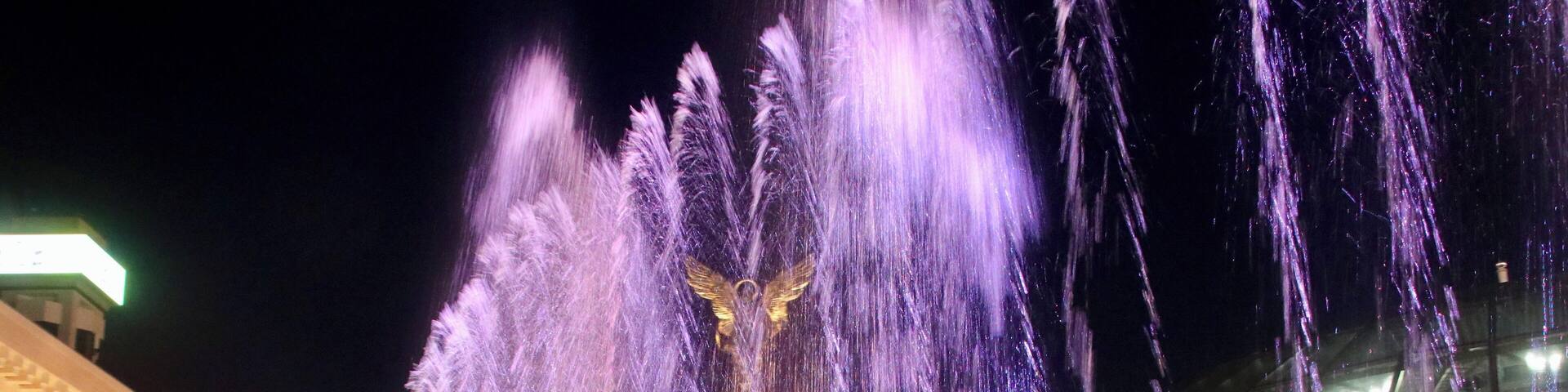 Independence square in Kyiv, Ukraine. #Travel #kyiv #Ukraine #water #waterfountain #lights #night