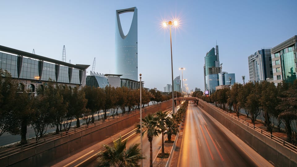 Saudi Arabia which includes modern architecture, a city and night scenes