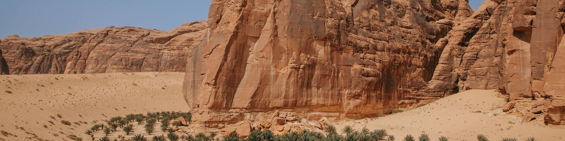 Saudi Arabia which includes a gorge or canyon and desert views