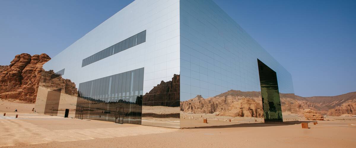 Saudi Arabia which includes modern architecture and desert views