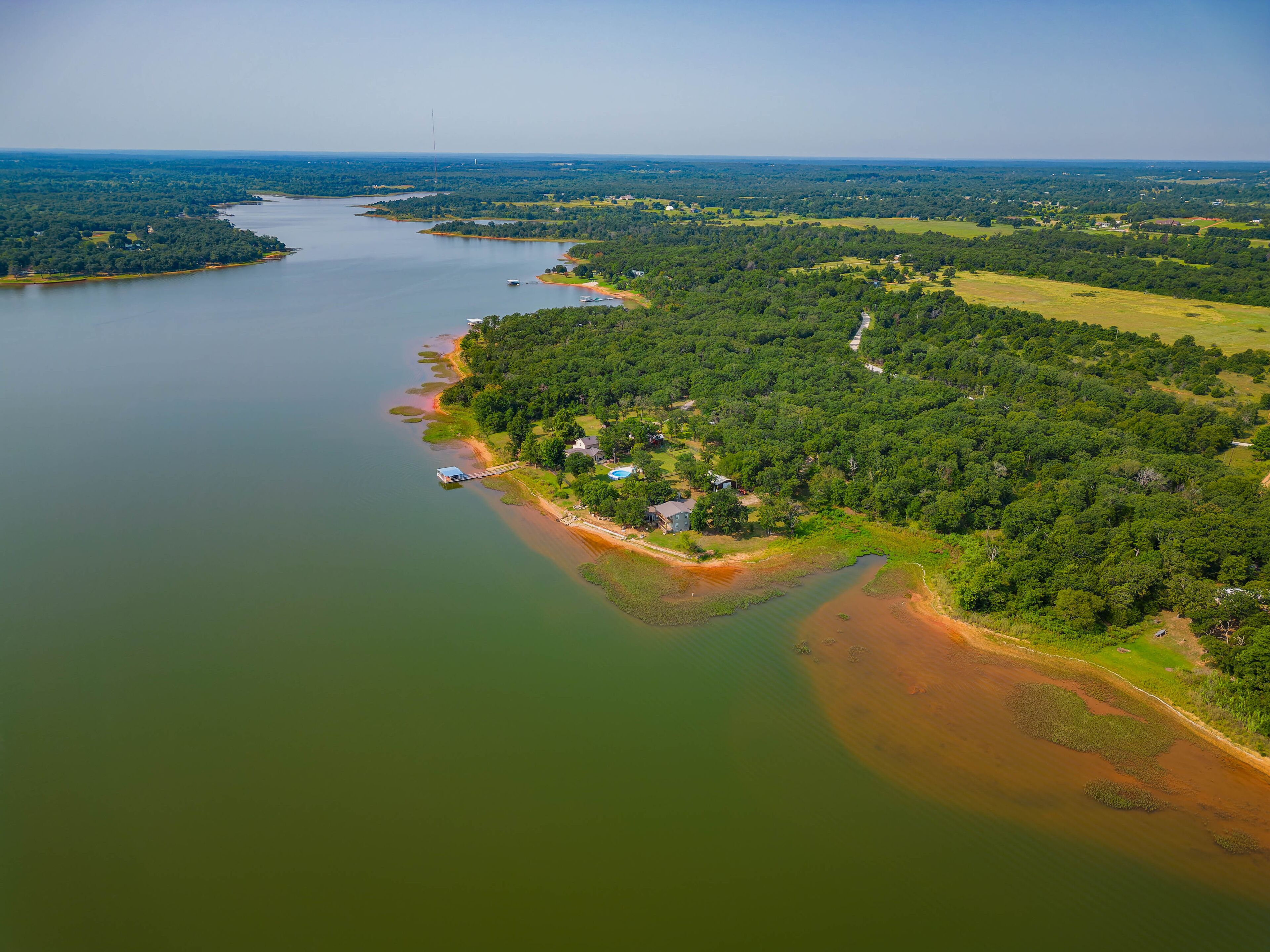 Aerial view of the landscape of Shawnee Reservoir