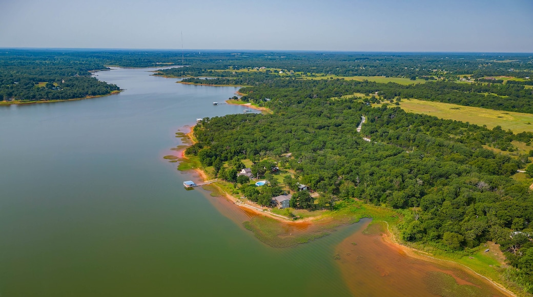 Aerial view of the landscape of Shawnee Reservoir