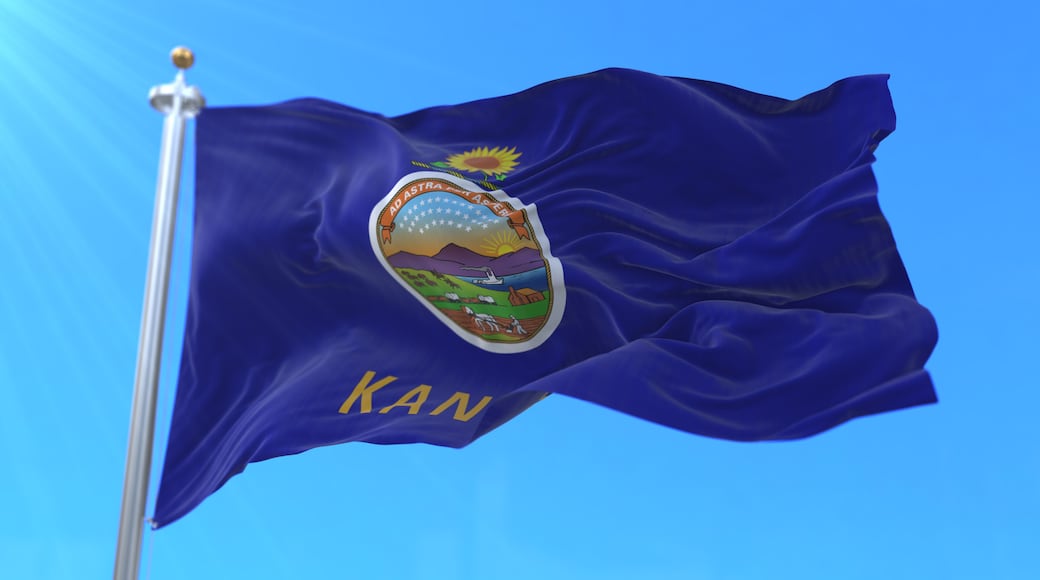 Flag of american state of Kansas, region of the United States