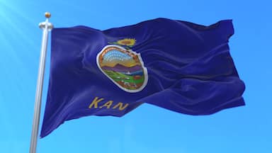 Flag of american state of Kansas, region of the United States