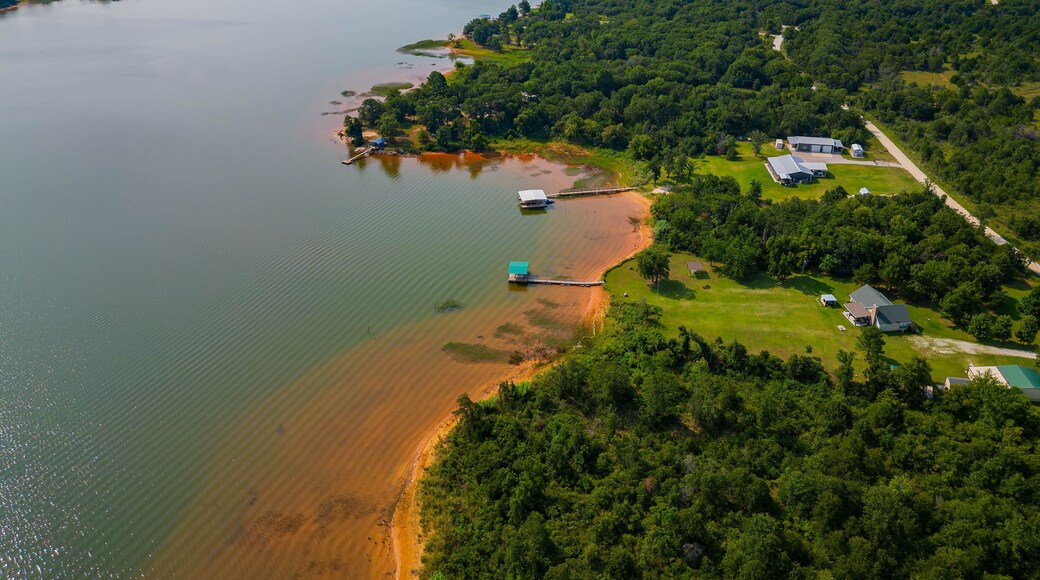 Aerial view of the landscape of Shawnee Reservoir