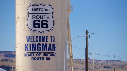 Kingman featuring signage, tranquil scenes and desert views