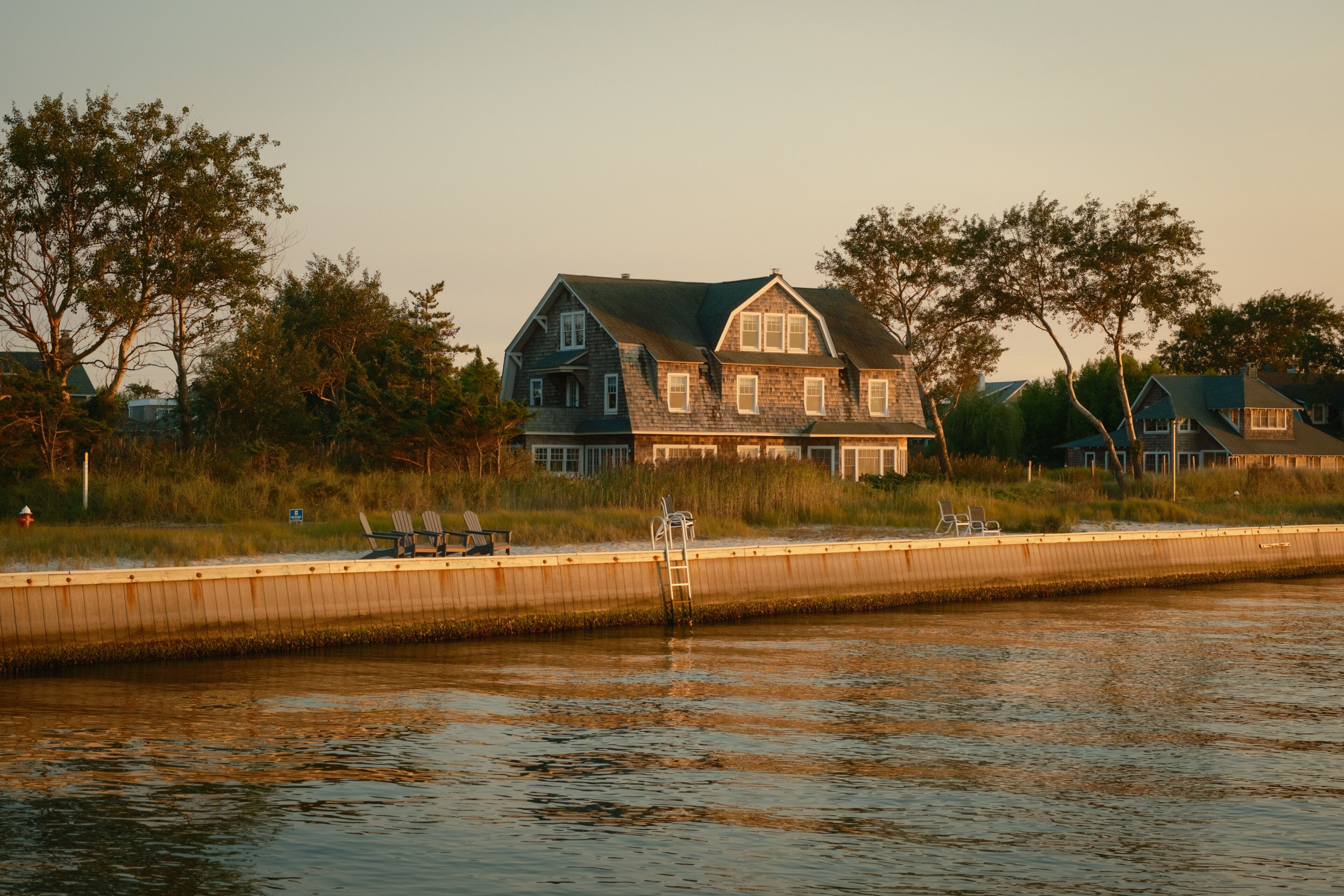 Houses along the bay in Saltaire, on Fire Island, New York