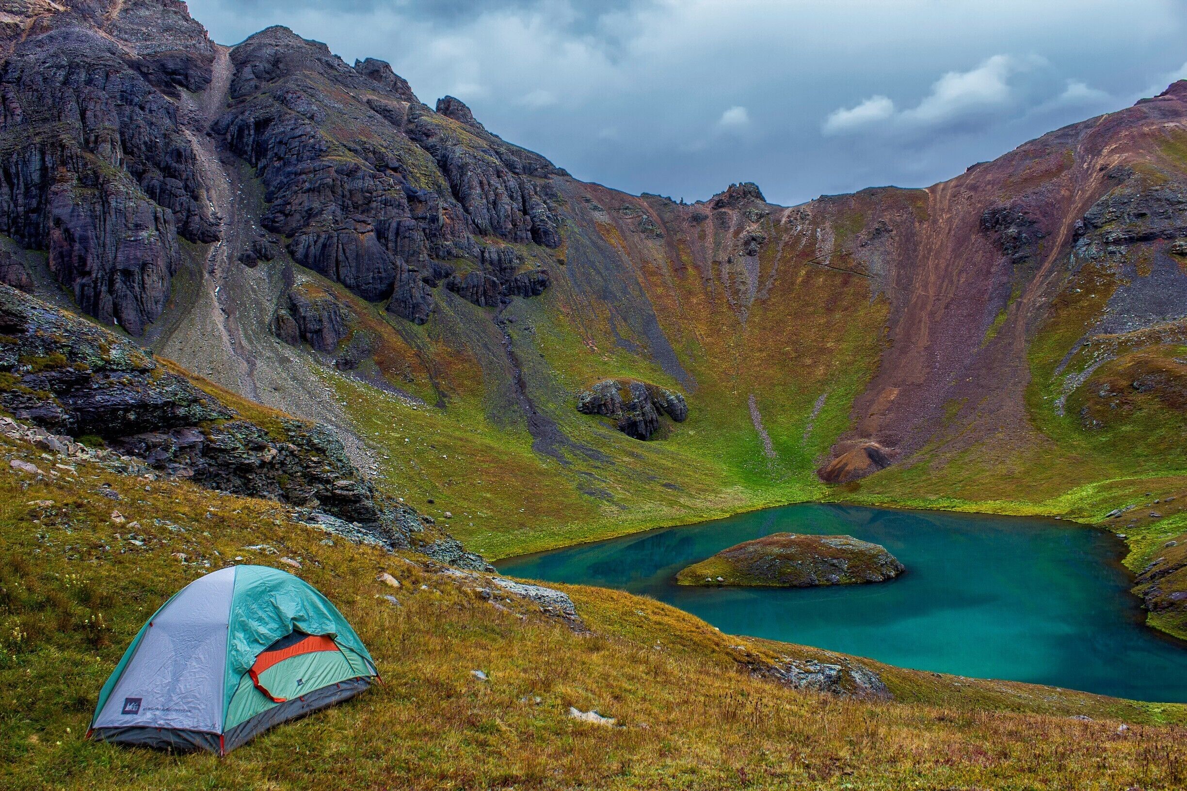 Island Lake in the San Juan Mountains of Colorado is one of the most unique and beautiful places I've been. This picture was taken about 30 minutes before a huge thunderstorm rolled in. It was a scary experience but a great place to camp nonetheless.

#bvsmountains
