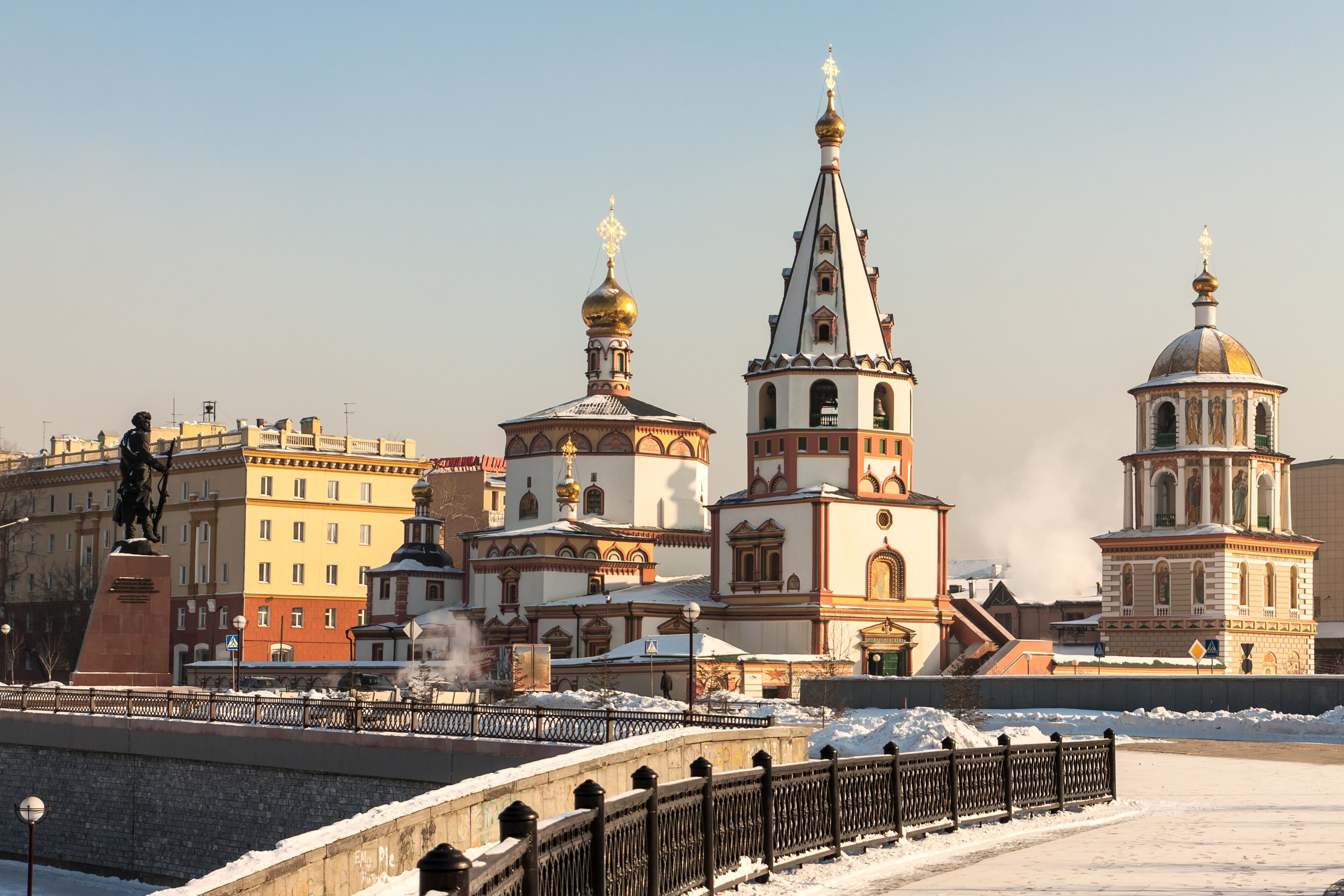 View of the city of Irkutsk, Orthodox churches. Built in the early nineteenth century. Siberia, Russia