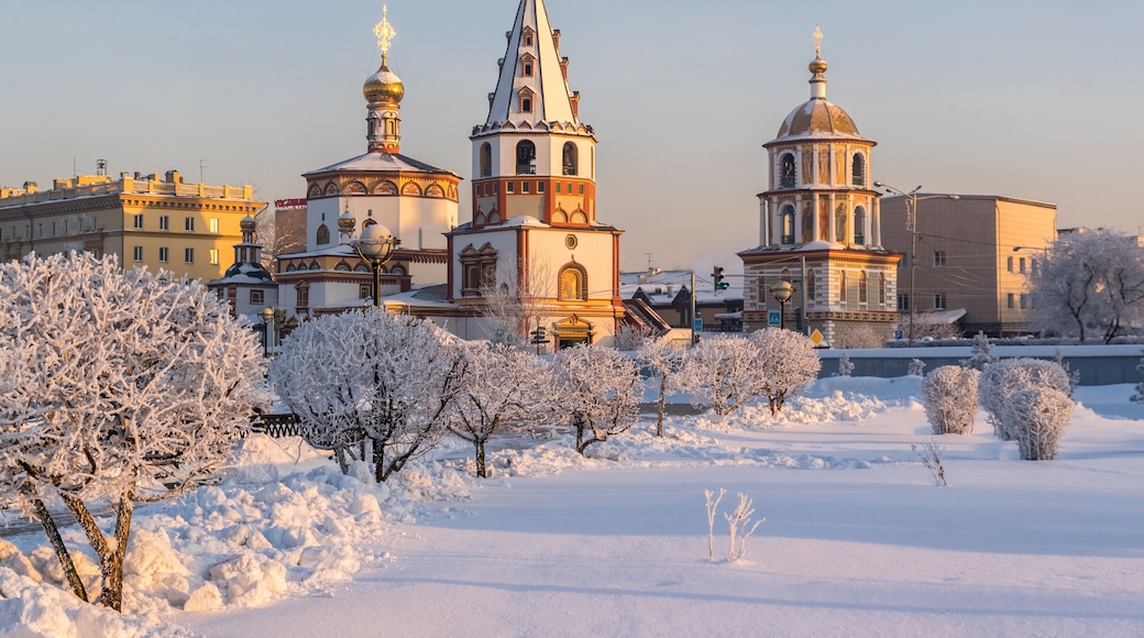 Winter view of the Cathedral of the Epiphany in Irkutsk