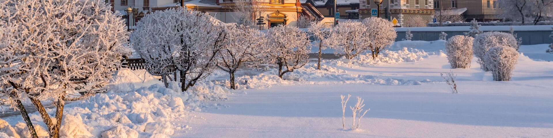 Winter view of the Cathedral of the Epiphany in Irkutsk