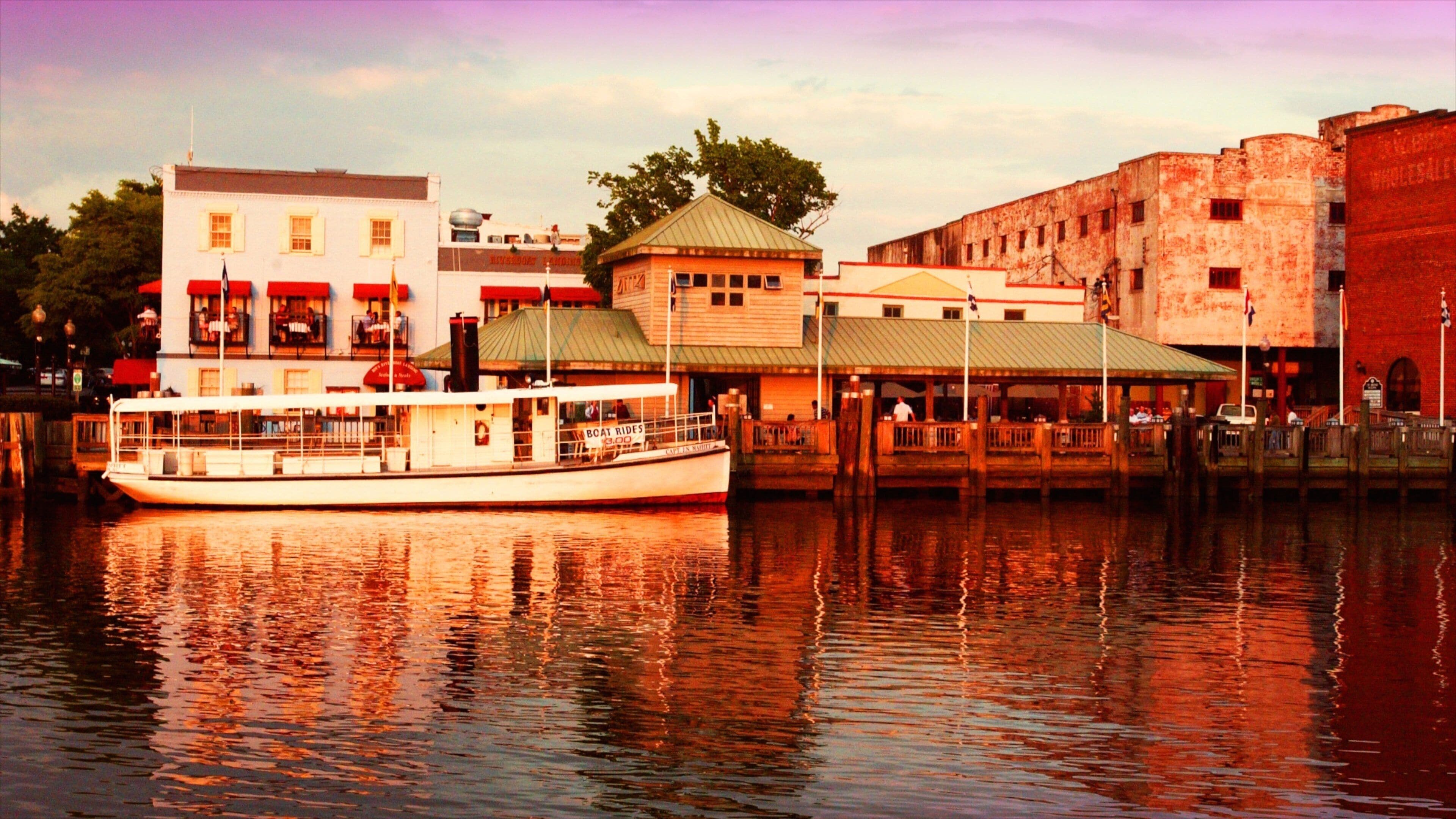 Wilmington showing a sunset and a river or creek