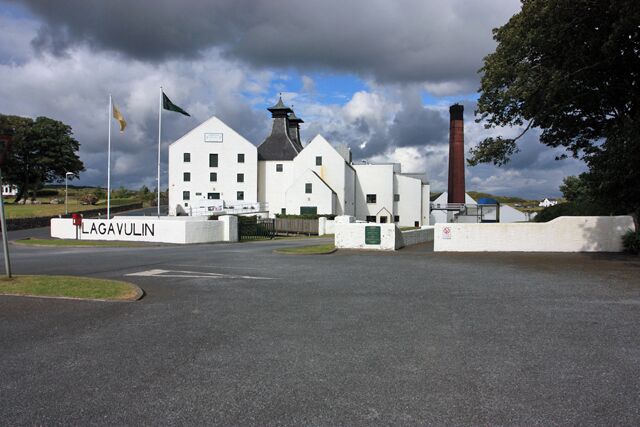 Lagavulin Whisky Distillery All of the distilleries are painted white, with tall black letters, a sort of informal style guide.