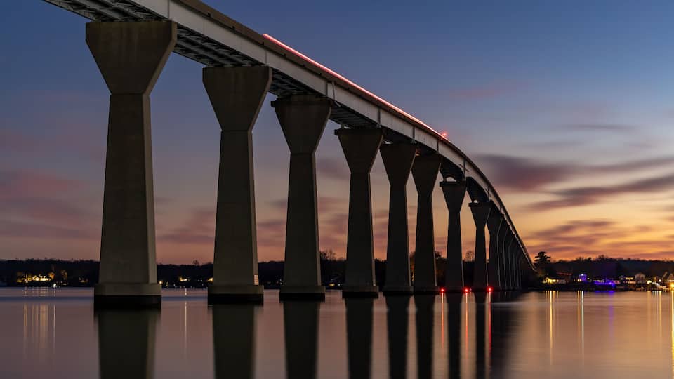 Solomons, Maryland USA The Solomons Bridge at night, Gov. Thomas Johnson Bridge