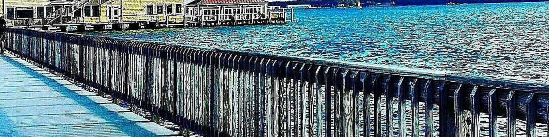 Boardwalk along the beautiful Chesapeake Bay in Solomons, Maryland.