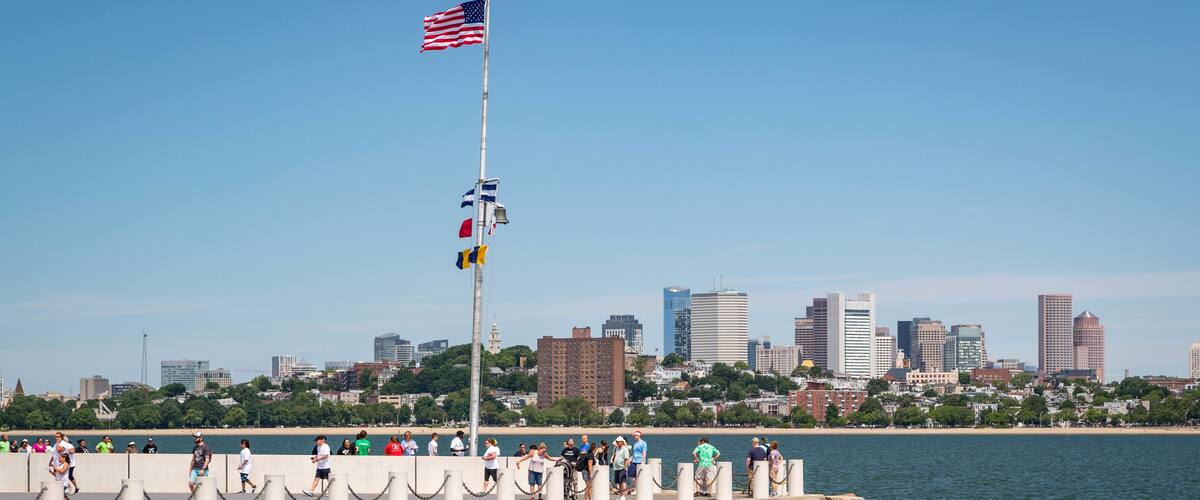 John F Kennedy Presidential Museum Library showing a bay or harbor