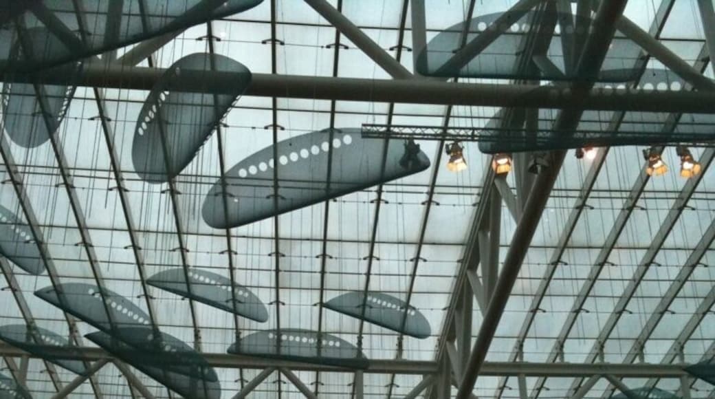 Ceiling of central court area of airport