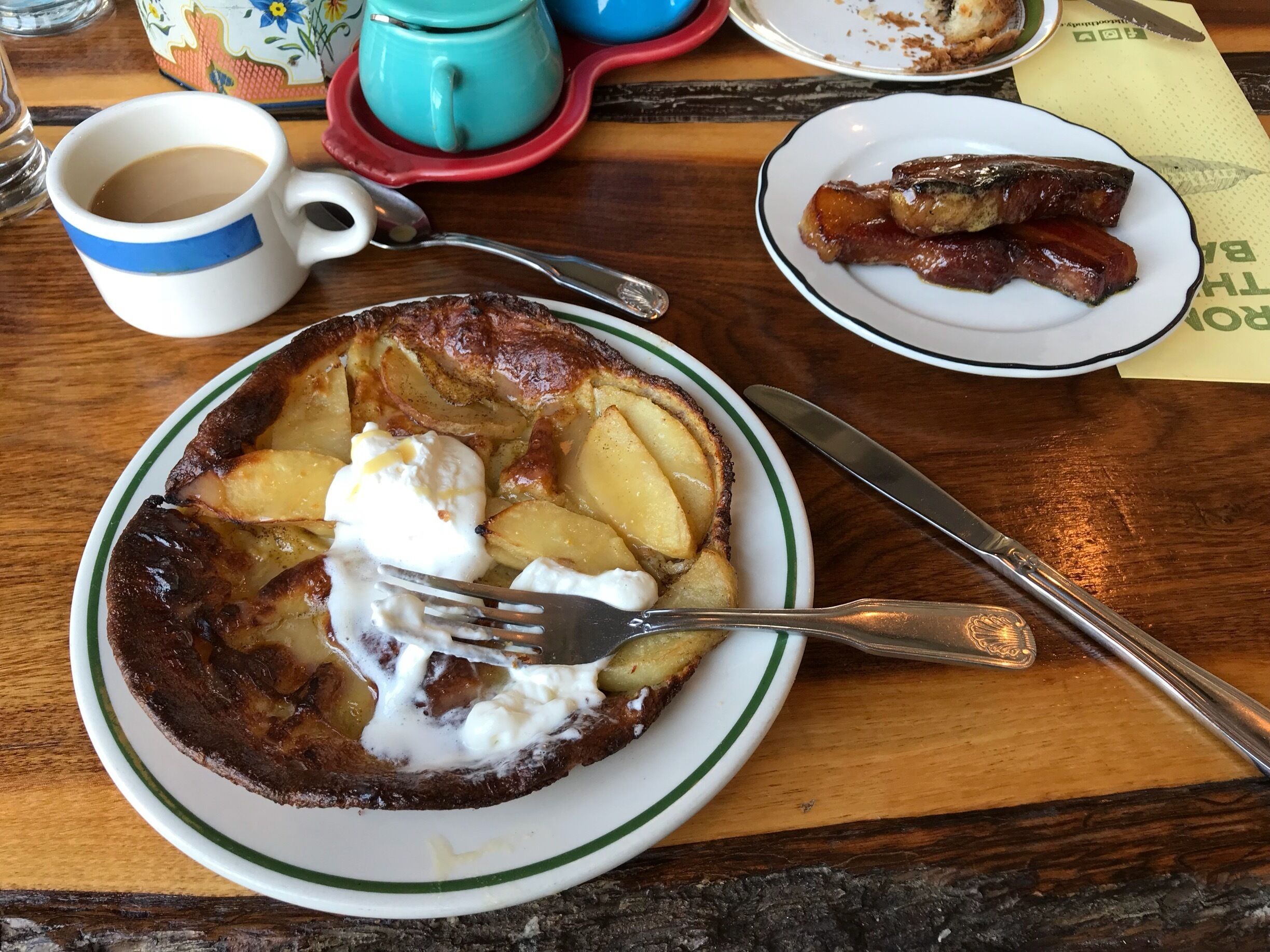 The incredible Dutch pancake with peaches. Impossibly good. 