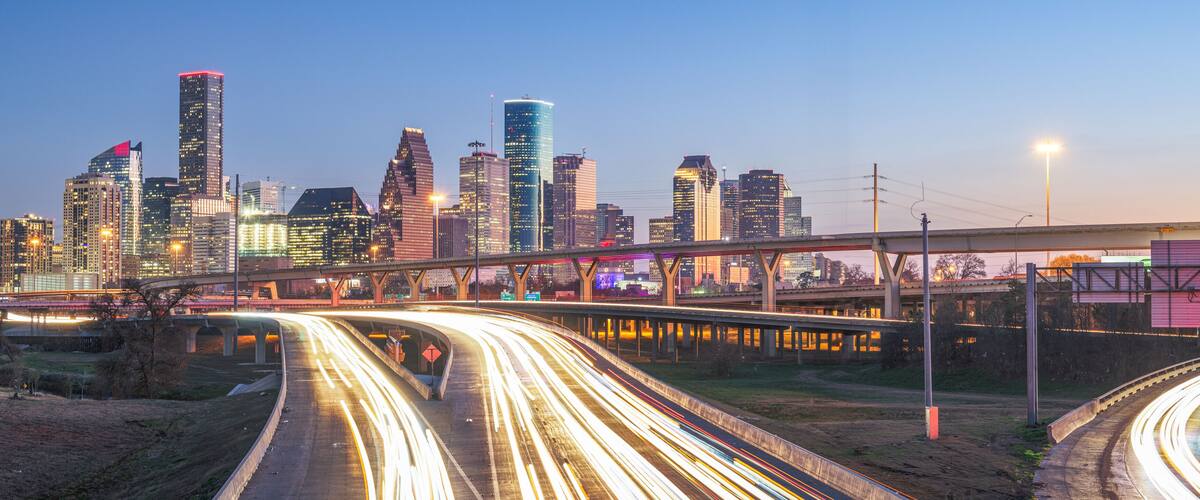 Houston, Texas, USA Downtown Skyline over the Highways