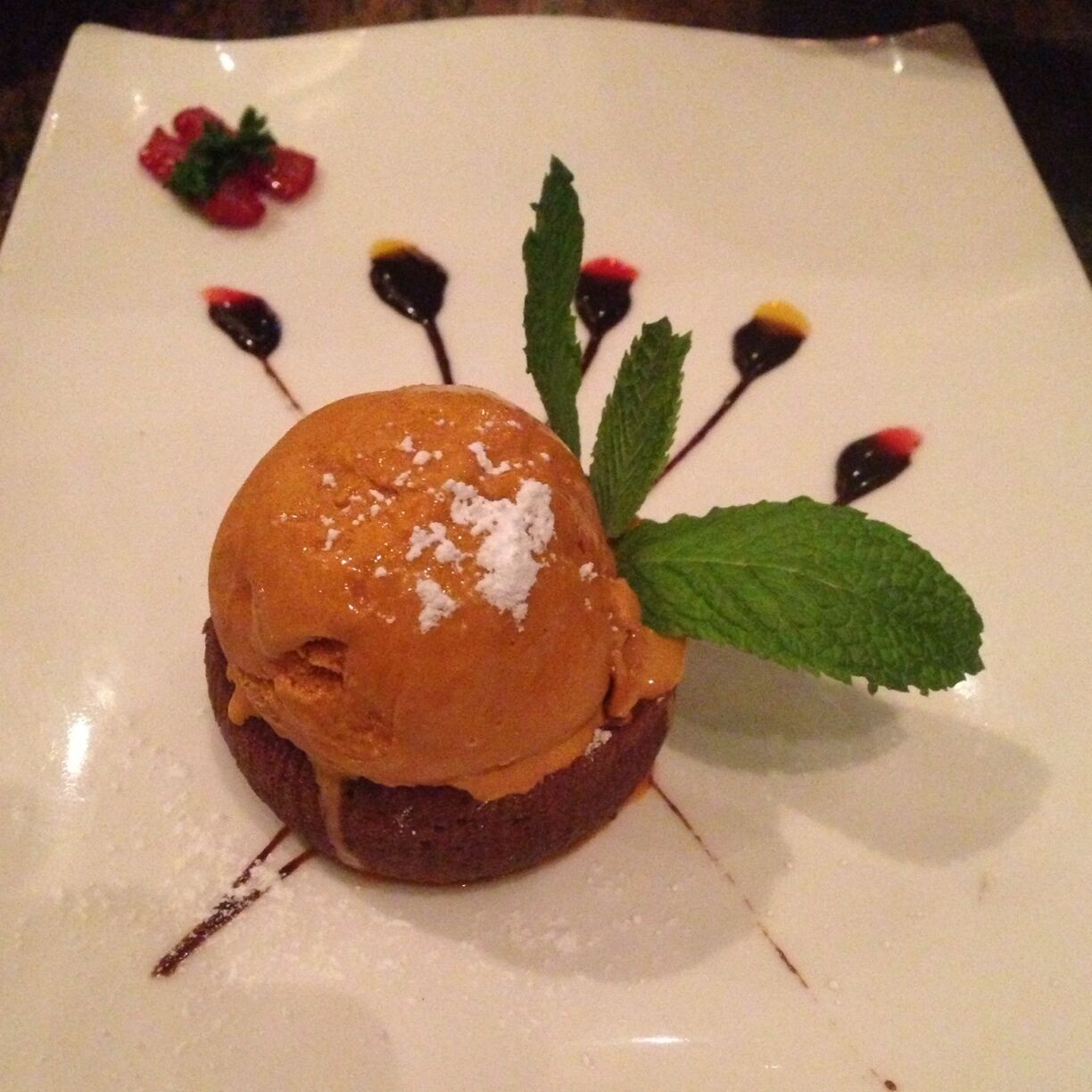 #Trovember 
Chocolate mousse and Thai tea ice cream. One of the various dessert options at Osha Thai restaurant on 2nd street in San Francisco. The restaurant menu and quality of food items are exquisite, to say the least. Great service and professional staff.