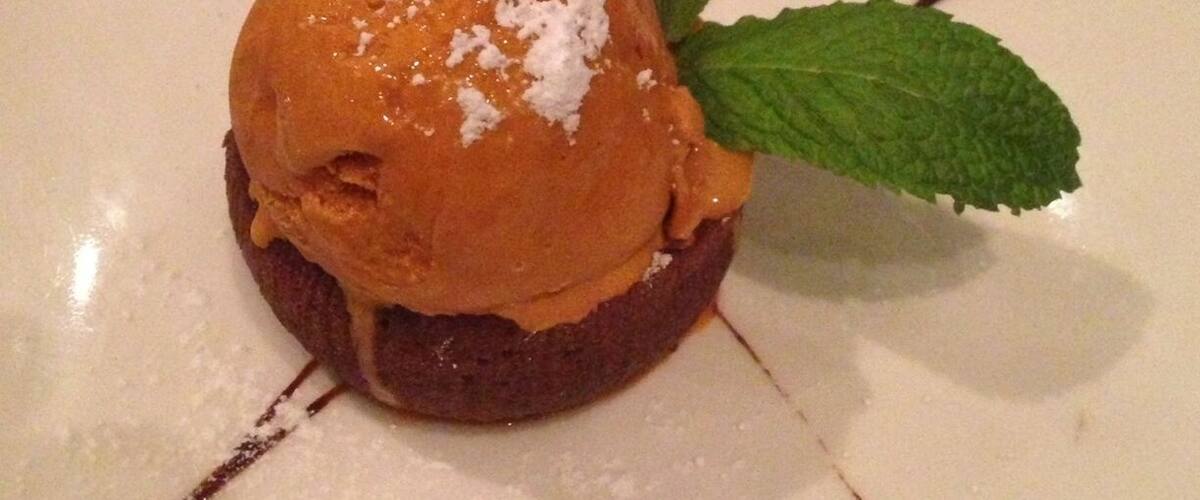 #Trovember 
Chocolate mousse and Thai tea ice cream. One of the various dessert options at Osha Thai restaurant on 2nd street in San Francisco. The restaurant menu and quality of food items are exquisite, to say the least. Great service and professional staff.