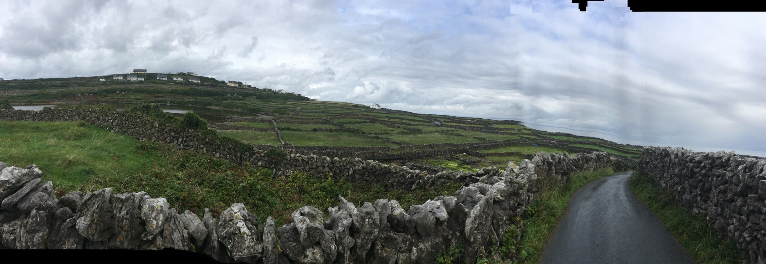 Panorama view of Baile An Farmna, Inis Oirr, an Island in Ireland #island