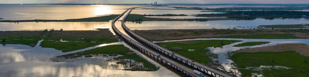 Early evening sky above Mobile Bay in April