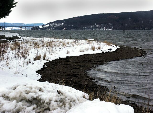 The Moray Firth, Inverness-shire. This photo looks west towards the Kessock Bridge which carries the A9 trunk road across the Moray Firth.