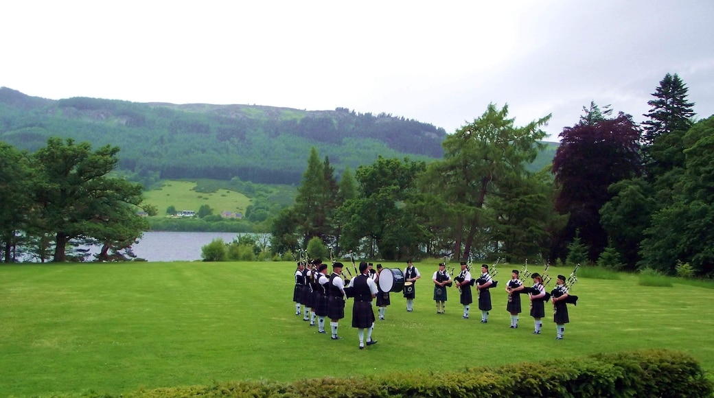 Performing on the Castle Lawn in front of Aldourie Castle, with Loch Ness as the backdrop BAND at ALDOURIE CASTLE (Thursday evening) - the Band entertained at a private event at Aldourie Castle on Loch Ness-side and completed the performance just as the first drops of rain arrived up Loch Ness. As ever, Band timing was immaculate - we missed the deluge by a matter of minutes!