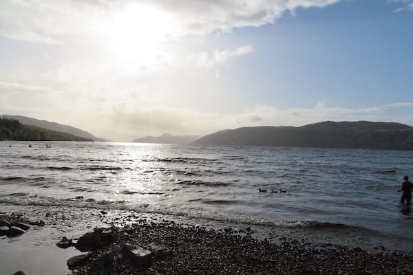 Cool fall day with a few brave swimmers - ducks and humans - out on Loch Ness.