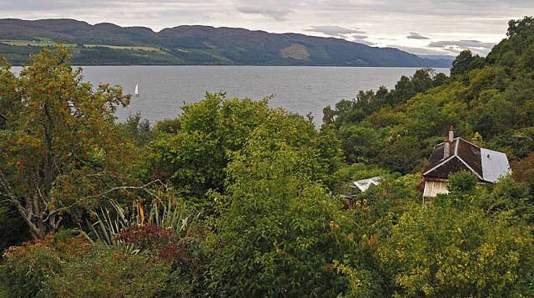 Abriachan Gardens Loch Ness in the background.