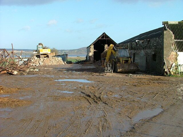 Demolition at Groam Farm Outside the village of Kirkhill and close to the shore of the Beauly Firth.