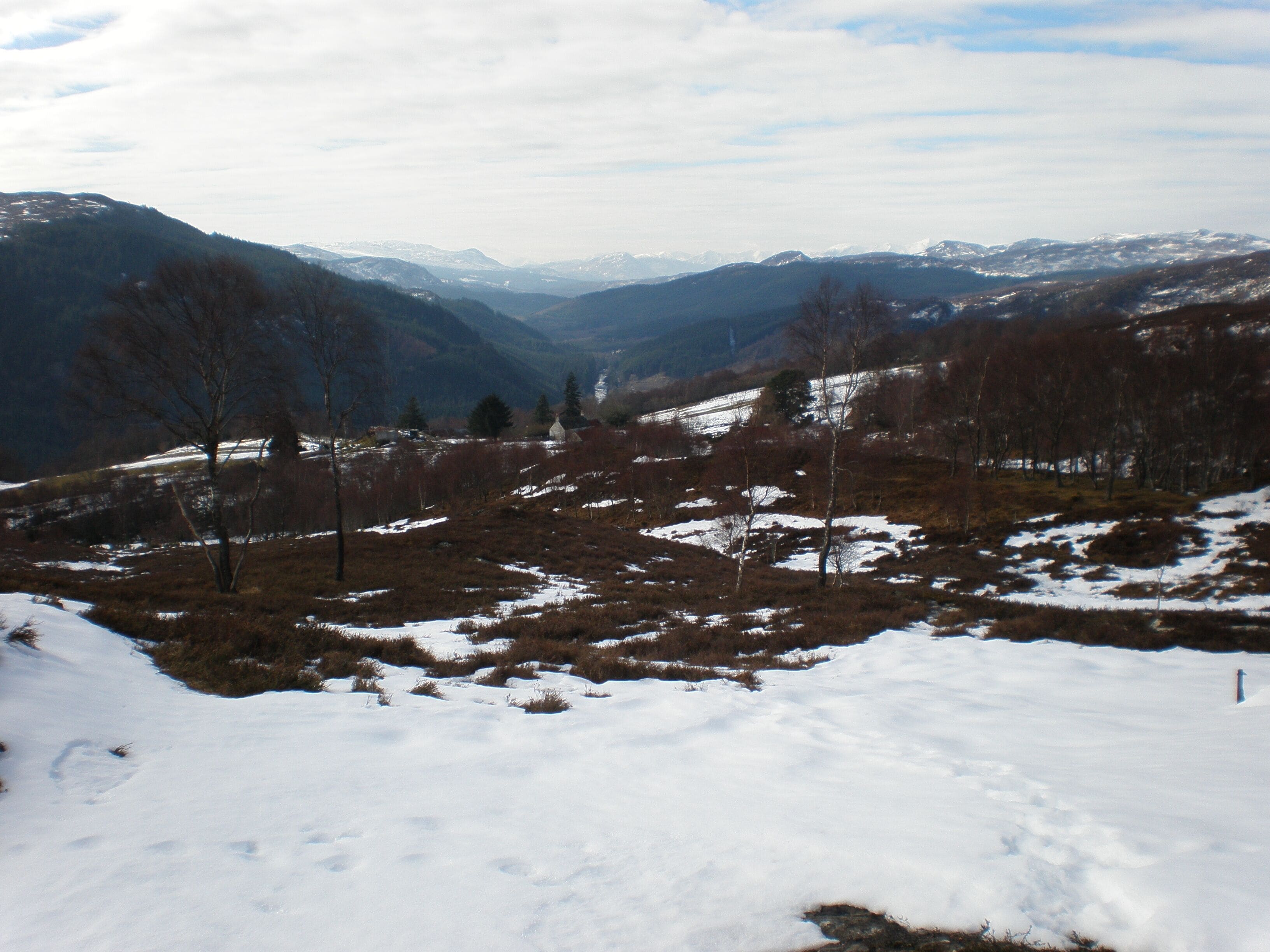 Looking SW over Achnaconeran River Moriston can be seen below