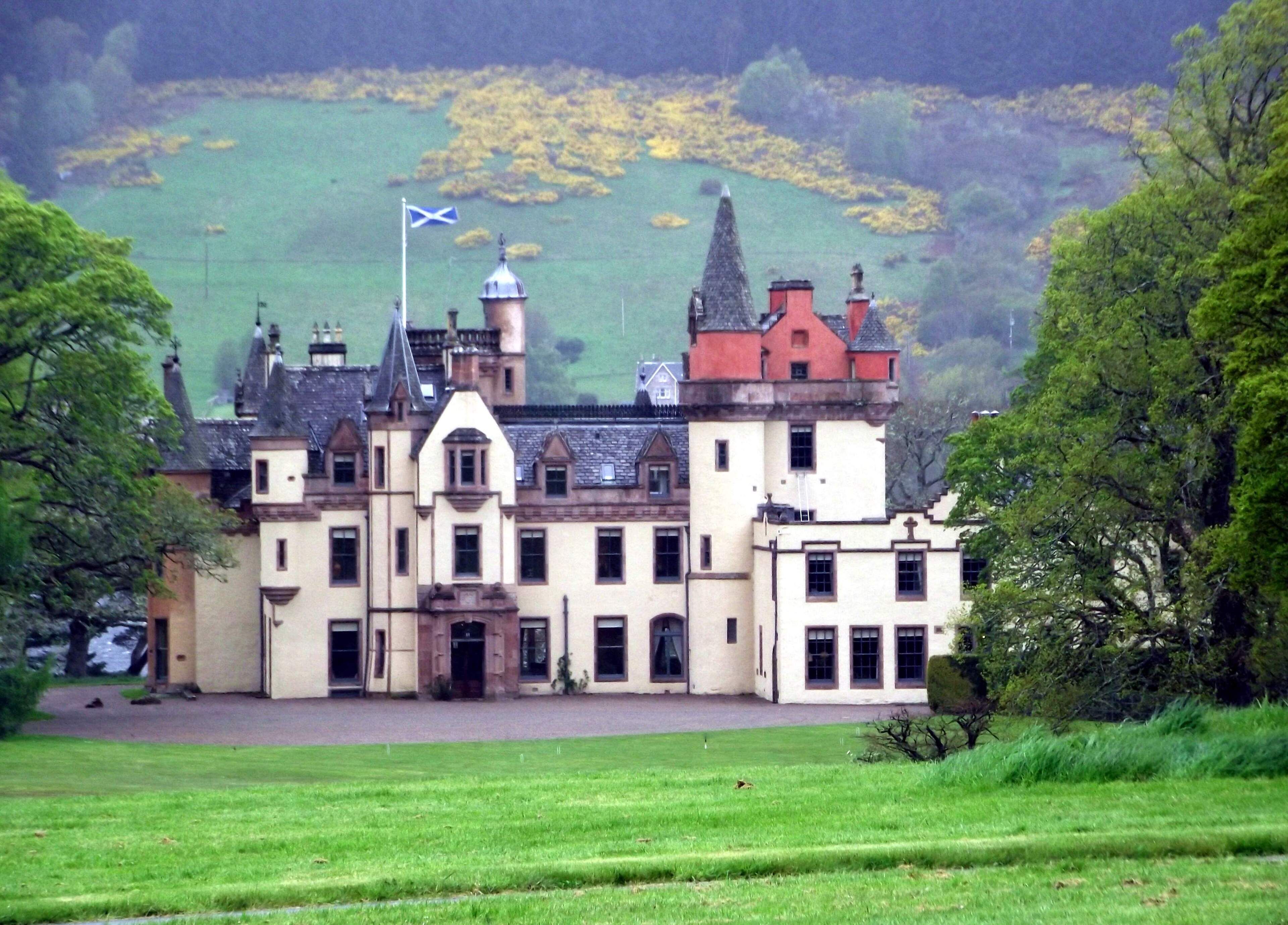 1,000 views on 14th December 2013 The yellow bushes are whins (gorse) on the slopes of the opposite side of Loch Ness. The Pipe Band played at a private engagement at Inverness's very own fairytale castle this evening. The weather was windy and raining, so thankfully it was possible for the band to play indoors in the Castle Hall. "Nestling on the quiet southern shore of the famous Loch Ness, close to the City of Inverness, the capital of the Scottish Highlands, Aldourie Castle Estate offers you a rare taste of Highland living at its best." Please visit www.aldouriecastle.co.uk/ for lots more fascinating information about the Castle and its Estate.