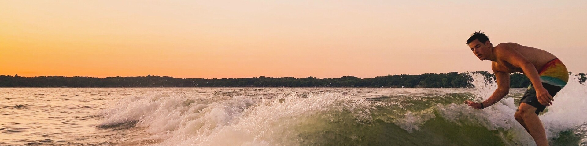 A sunset surf-sesh is a special way to enjoy summer nights at the lake! #Adventure