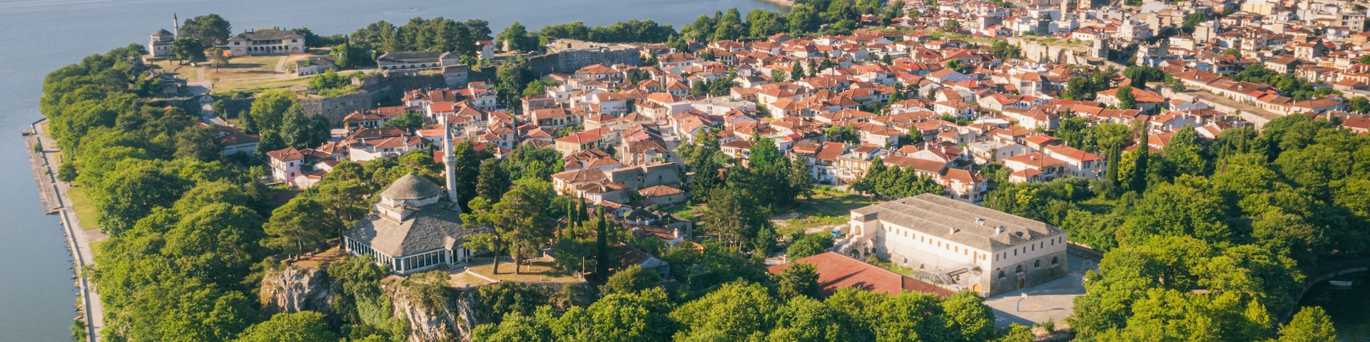 Ioannina (Yannena) on the shore of Lake Pamvotis in Epirus, Greece