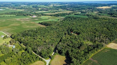 Aerial view of rural wisconsin farm fields