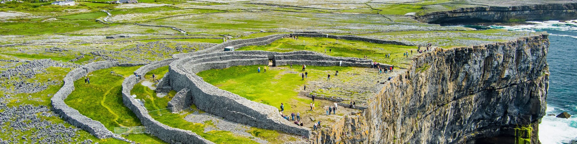 Dun Aonghasa or Dun Aengus, the largest prehistoric stone fort of the Aran Islands, popular tourist attraction, important archaeological site, Inishmore island, Ireland